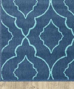 Buy 😀 Newcastle Home Madelina Lattice Navy And Blue Indoor Or Outdoor Area Rug, 6'7"x9'6" ✨ -Cheap Rugs Store 013113960ef507cf 7922 w800 h800 b0 p0