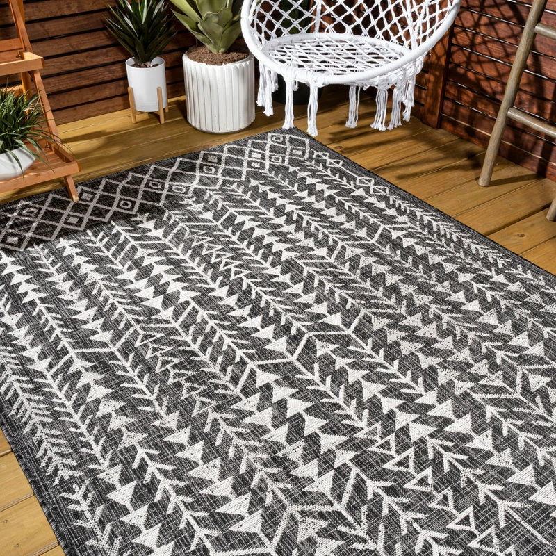 Best Pirce 💯 JONATHAN Y Tokay Bohemian Geometric Indoor/Outdoor Area Rug, Black/Ivory, 8'x10' ⭐ 4 Best Pirce 💯 JONATHAN Y Tokay Bohemian Geometric Indoor/Outdoor Area Rug, Black/Ivory, 8'x10' ⭐ - Image 4