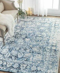 Flash Sale ⌛ NuLOOM Traditional Vintage Decorative Plumes Rug, Blue, 5'x8' 👏