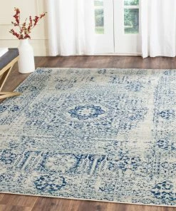 Buy ✔️ Safavieh Evoke Collection EVK260 Rug, Ivory/Blue, 8'x10' 🤩