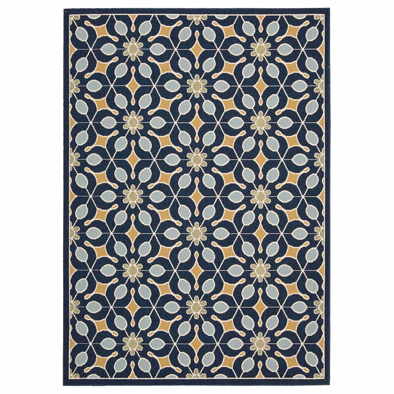 Cheap 💯 Nourison Caribbean Floral Navy 7'10" X 10'6" Indoor Outdoor Area Rug ✔️ 2 Cheap 💯 Nourison Caribbean Floral Navy 7'10" X 10'6" Indoor Outdoor Area Rug ✔️ - Image 2