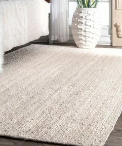 Coupon 😀 NuLOOM Hand Woven Jute And Sisal Rigo Area Rug, Off-White, 6'x9' ⭐