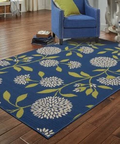 Best Pirce 🥰 Newcastle Home Coronado Indoor And Outdoor Floral Blue And Green Rug, 7'10"x10'10" 👍