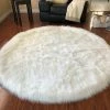 New 👏 Lambzy Super Soft Faux Sheepskin Silky Shag Rug, White, 6' Round ⌛