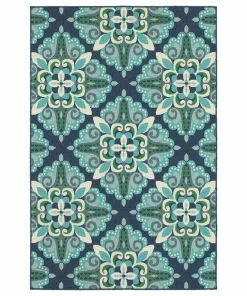 Discount 👍 Newcastle Home Madelina Medallion Blue And Green Indoor Or Outdoor Area Rug, 7'10"x10'10" 💯 -Cheap Rugs Store 12a196fd0e983e9e 6098 w800 h800 b1 p0
