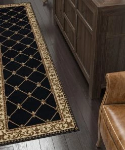 Coupon 🎉 Tayse Rugs Orleans Traditional Border Area Rug, Black, 2'3''x7'3'' 🥰