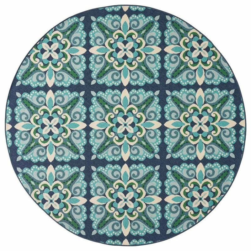 Best Sale 🔥 GDFStudio GDF Studio Sage Outdoor Floral Area Rug, Blue And Green, 7'10" Round 🤩 2 Best Sale 🔥 GDFStudio GDF Studio Sage Outdoor Floral Area Rug, Blue And Green, 7'10" Round 🤩 - Image 2