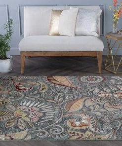 Best Pirce 🔥 Tayse Rugs Giselle Transitional Floral Area Rug, Seafoam, 5'3'' X 7'3'' 😍 -Cheap Rugs Store 17f1b38002d9154a 3252 w800 h800 b0 p0