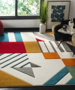 Best Sale 💯 Safavieh Hollywood Collection HLW709 Rug, Ivory/Peacock Blue, 4'x6' 🎁