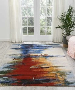 Wholesale 🔥 Nourison Chroma Area Rug, Crimson Tide, 5'6"x8' 👏