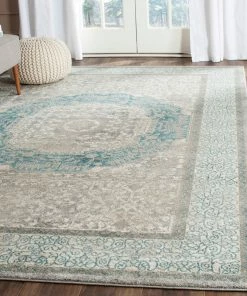 Best Sale 😀 Safavieh Sofia Collection SOF365 Rug, Light Grey/Blue, 8' X 10' 🤩
