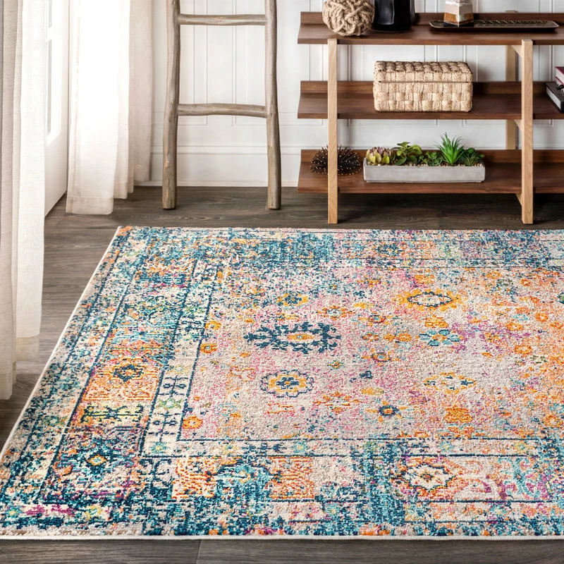 Deals 😉 JONATHAN Y Bohemian FLAIR Boho Vintage Faded Area Rug, Cream/Navy, 5x8 🛒 4 Deals 😉 JONATHAN Y Bohemian FLAIR Boho Vintage Faded Area Rug, Cream/Navy, 5x8 🛒 - Image 4