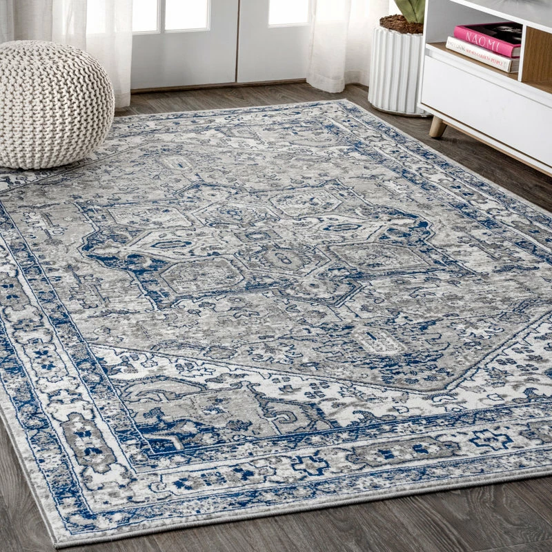 Discount 😉 JONATHAN Y Modern Persian Vintage Medallion Light Grey/Navy 8' X 10' Area Rug ✔️ 2 Discount 😉 JONATHAN Y Modern Persian Vintage Medallion Light Grey/Navy 8' X 10' Area Rug ✔️ - Image 2