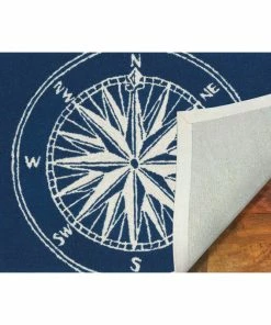 Best deal 🎁 Liora Manne Frontporch Compass Indoor/Outdoor Rug, Navy, 5' Round ❤️ -Cheap Rugs Store 30f19d340172dc4f 0168 w800 h800 b0 p0