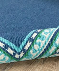 Best Sale 😀 Newcastle Home Madelina Border Navy And Green Indoor Or Outdoor Area Rug, 7'10" Round 😀 -Cheap Rugs Store 33514aa70ef50482 6695 w800 h800 b0 p0