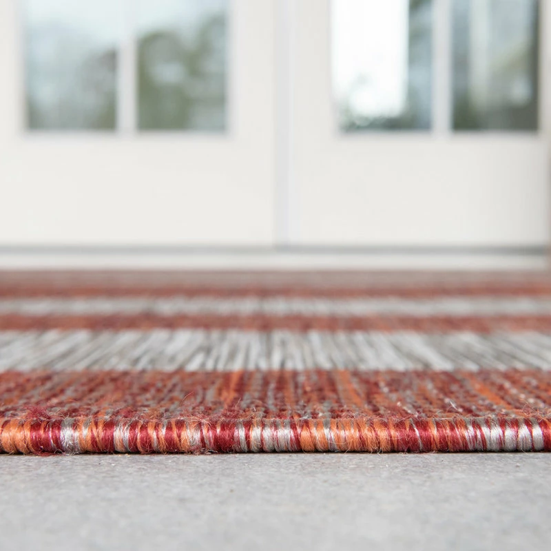 Deals 😍 Unique Loom Aqua Blue Striped Outdoor Area Rug, Rust Red, Beige, 5' X 8' 🔥 5 Deals 😍 Unique Loom Aqua Blue Striped Outdoor Area Rug, Rust Red, Beige, 5' X 8' 🔥 - Image 5