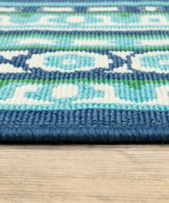 Best Sale ๐ Newcastle Home Madelina Border Navy And Green Indoor Or Outdoor Area Rug, 7'10" Round ๐