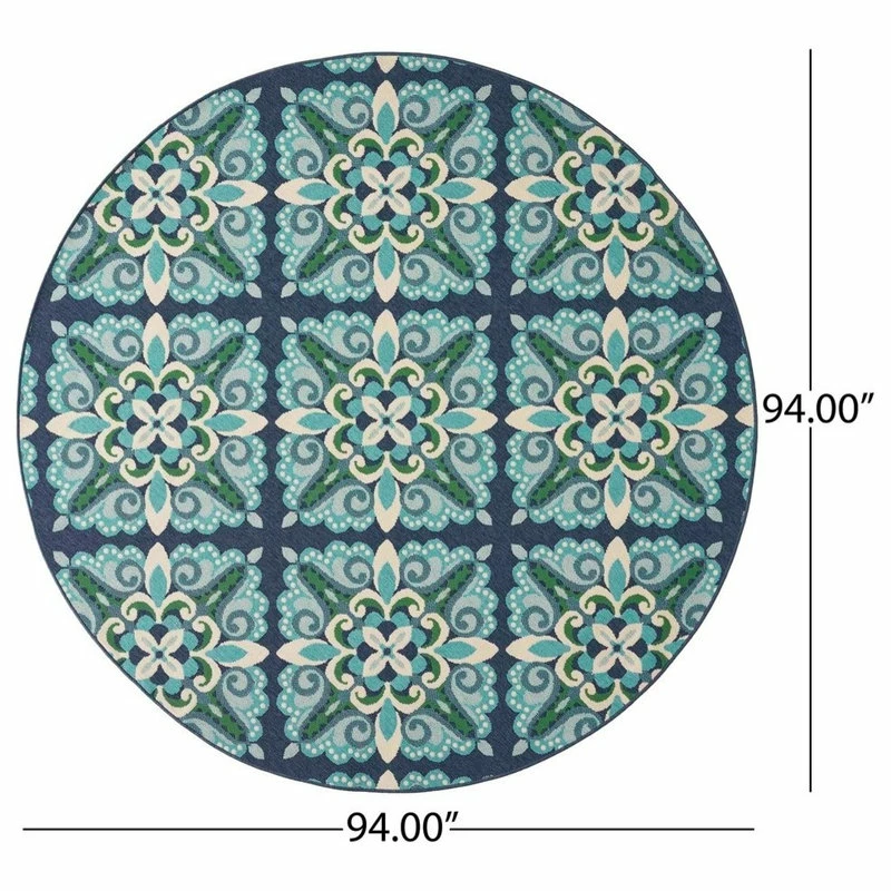 Best Sale 🔥 GDFStudio GDF Studio Sage Outdoor Floral Area Rug, Blue And Green, 7'10" Round 🤩 3 Best Sale 🔥 GDFStudio GDF Studio Sage Outdoor Floral Area Rug, Blue And Green, 7'10" Round 🤩 - Image 3
