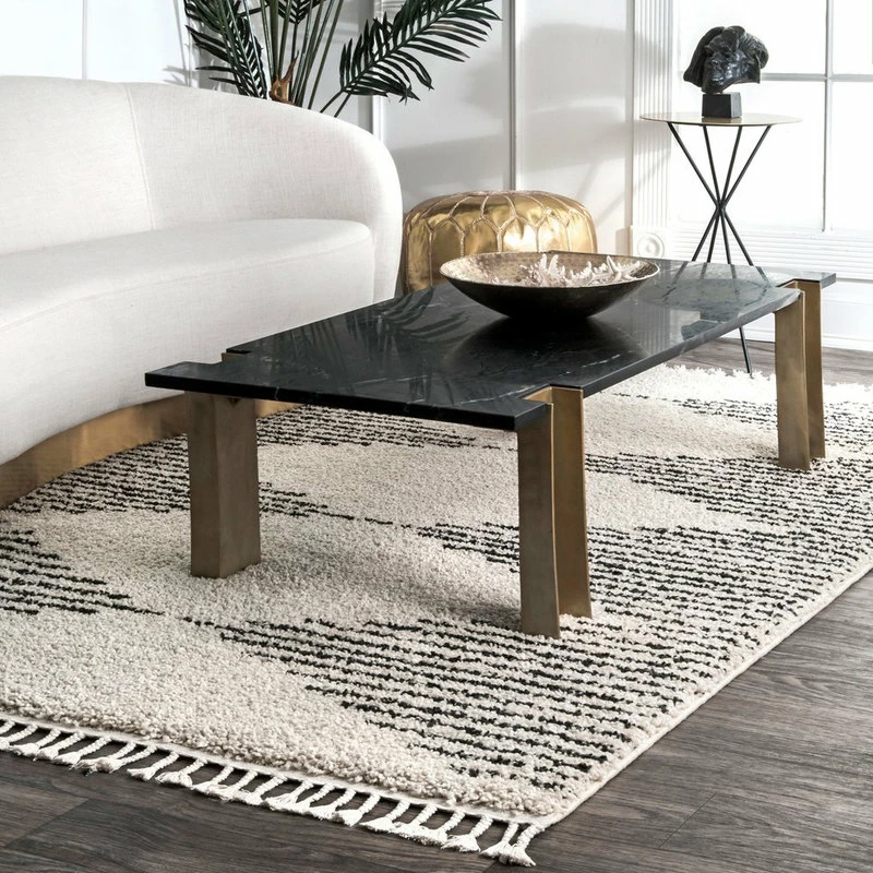 Deals 🧨 NuLOOM Striped Shag Area Rug, Off White, 6'7"x9' 🤩 1 Deals 🧨 NuLOOM Striped Shag Area Rug, Off White, 6'7"x9' 🤩