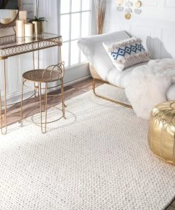 Best Sale ⭐ NuLOOM Braided Wool Hand Woven Chunky Cable Rug, Off White, 9'x12' 👏 -Cheap Rugs Store 454120560e9639f7 7071 w800 h800 b0 p0