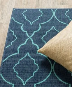 Buy 😀 Newcastle Home Madelina Lattice Navy And Blue Indoor Or Outdoor Area Rug, 6'7"x9'6" ✨ -Cheap Rugs Store 4b61e6340ef507b9 7895 w800 h800 b0 p0