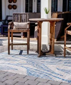 Coupon 😍 Unique Loom Light Gray Leaf Outdoor 9'x12' Area Rug ⭐