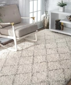 Coupon 👍 NuLOOM Moroccan Trellis Shag Rug, Ivory, 5'x8' 🎁