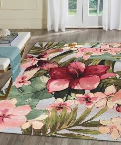 Wholesale 🥰 Liora Manne Marina Tropical Floral Indoor/Outdoor Rug, Multi, 7'10"x9'10" 🧨