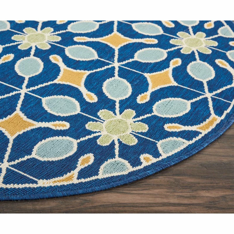 Flash Sale ❤️ Nourison Caribbean Floral Navy 4' X ROUND Indoor Outdoor Area Rug 🔥 3 Flash Sale ❤️ Nourison Caribbean Floral Navy 4' X ROUND Indoor Outdoor Area Rug 🔥 - Image 3