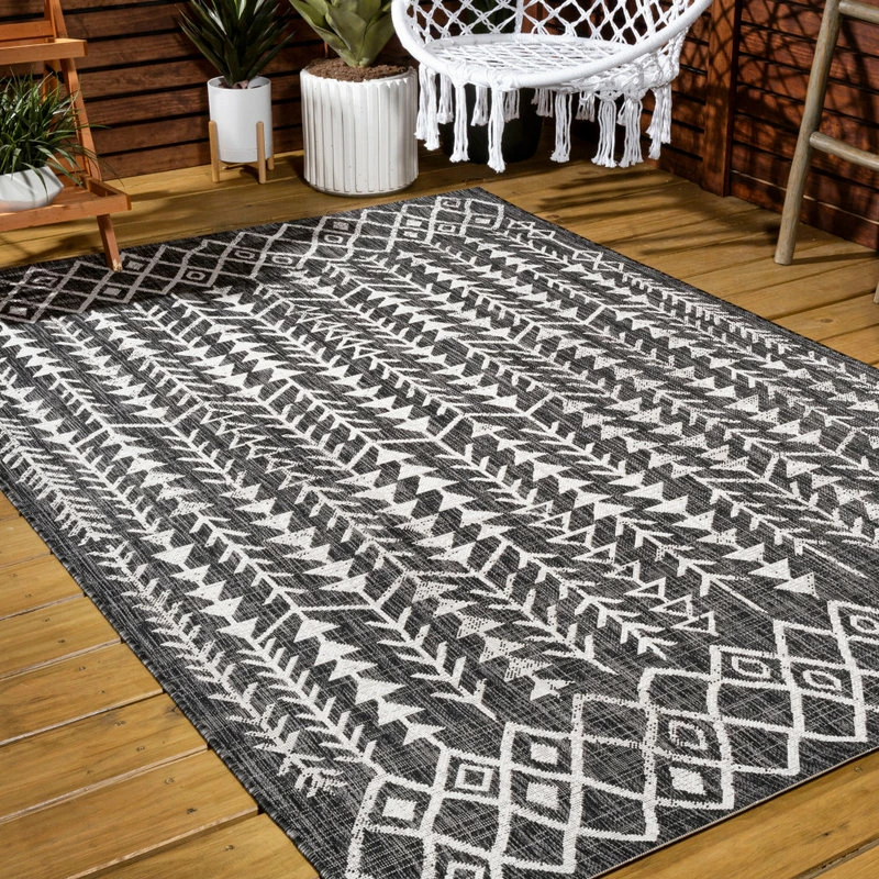 Best Pirce 💯 JONATHAN Y Tokay Bohemian Geometric Indoor/Outdoor Area Rug, Black/Ivory, 8'x10' ⭐ 2 Best Pirce 💯 JONATHAN Y Tokay Bohemian Geometric Indoor/Outdoor Area Rug, Black/Ivory, 8'x10' ⭐ - Image 2