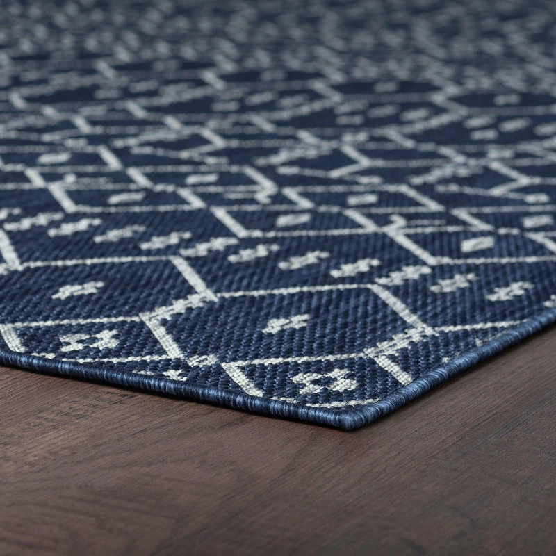 Budget 🔥 Tayse Rugs Evka Contemporary Geometric Navy Rectangle Indoor/Outdoor Area Rug, 8'x10' 👏 3 Budget 🔥 Tayse Rugs Evka Contemporary Geometric Navy Rectangle Indoor/Outdoor Area Rug, 8'x10' 👏 - Image 3