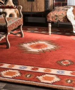 Buy ✨ NuLOOM Bronco Hand-Tufted Area Rug, Wine, 5'x8' 💯