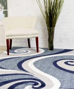 Cheapest ✔️ Persian Rugs Modern Trendz Collection 0327, Blue, 5'2"x7'2" 🤩