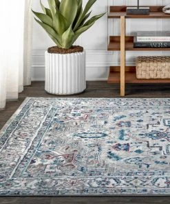 Best deal 🌟 JONATHAN Y Modern Persian Vintage Medallion Light Grey/Blue 8' X 10' Area Rug ❤️ -Cheap Rugs Store 6681d5370376ada1 2387 w800 h800 b0 p0