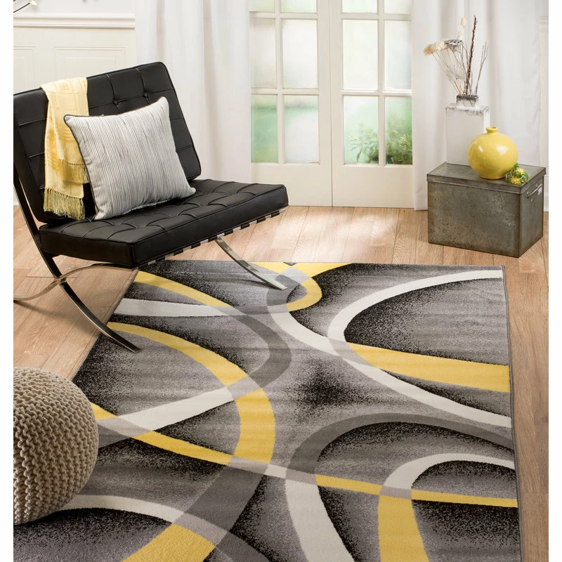 Best reviews of ✔️ Rug And Decor Inc. Summit- Gray Abstract Area Rug With Yellow And White Lines, Design, H21, 7'4"x10 ⭐ 3 Best reviews of ✔️ Rug And Decor Inc. Summit- Gray Abstract Area Rug With Yellow And White Lines, Design, H21, 7'4"x10 ⭐ - Image 3