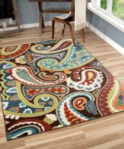 Deals 🔔 Orian Rugs Orian Veranda Indoor/Outdoor Paisley Area Rug, Multicolor, 7'8"x10'10" 🎁