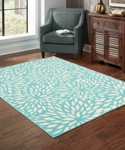 Flash Sale 😍 Newcastle Home Madelina Floral Blue And Ivory Indoor Or Outdoor Area Rug, 6'7"x9'6" 🔔