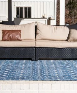 Best Sale 🎉 Rug Unique Loom Outdoor Trellis Blue Rectangular 9' 0 X 12' 0 🔔