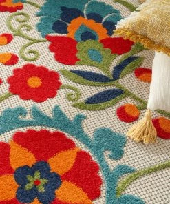 Deals 💯 Nourison Aloha Multicolor 10 Ft. X 14 Ft. Floral Contemporary Indoor/Outdoor Area Rug 🔥