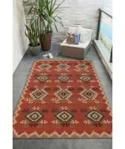 Deals 😍 Liora Manne Riviera Kilim Indoor/Outdoor Rug, Red, 7'10"x9'10" ❤️