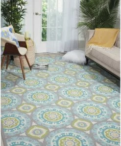 Best reviews of 🔥 Nourison Waverly Sun N'Shade Snd16 Area Rug, Jade, 5'3"x7'5" 🥰