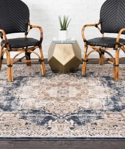 Cheapest ๐ Unique Loom Dark Blue Chateau Roosevelt 7' 0 X 7' 0 Square Rug ๐