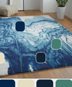 Outlet 🛒 Feizy Rugs Weave And Wander Omari Contemporary Watercolor Rug, Atlantic, 5' X 8' 😉