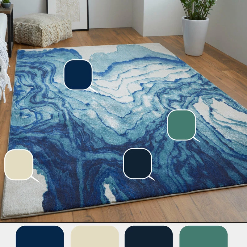 Outlet 🛒 Feizy Rugs Weave And Wander Omari Contemporary Watercolor Rug, Atlantic, 5' X 8' 😉 1 Outlet 🛒 Feizy Rugs Weave And Wander Omari Contemporary Watercolor Rug, Atlantic, 5' X 8' 😉