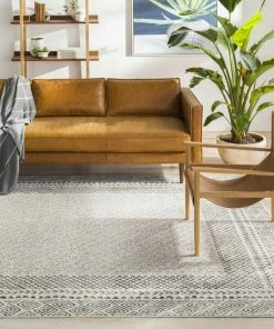 Discount 🥰 Hauteloom Burdette Gray Ivory 7'10"x10'3" Area Rug - Transitional Farmhouse Livingroom Rug ✔️