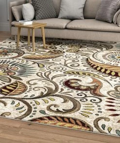 Promo 🎁 Tayse Rugs Giselle Transitional Floral Area Rug, Ivory, 7'10'' X 10'3'' 🤩