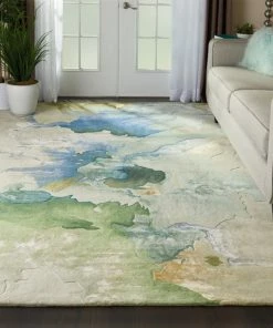 Buy 😉 Nourison Prismatic Seafoam Abstract Contemporary Area Rug, Seafoam, 8'6"x11'6", 😍