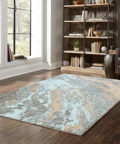 Discount ❤️ Newcastle Home Casa Marble Rug, Blue And Gray, 7'10"x10'10" 😀