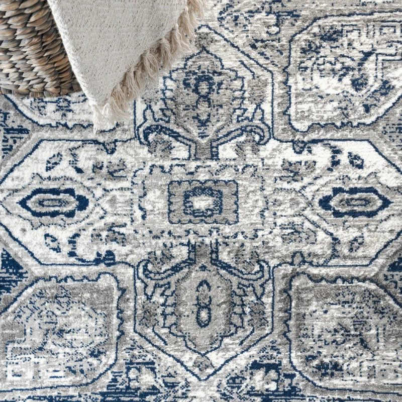 Discount 😉 JONATHAN Y Modern Persian Vintage Medallion Light Grey/Navy 8' X 10' Area Rug ✔️ 4 Discount 😉 JONATHAN Y Modern Persian Vintage Medallion Light Grey/Navy 8' X 10' Area Rug ✔️ - Image 4