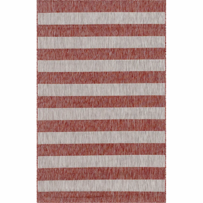 Deals 😍 Unique Loom Aqua Blue Striped Outdoor Area Rug, Rust Red, Beige, 5' X 8' 🔥 2 Deals 😍 Unique Loom Aqua Blue Striped Outdoor Area Rug, Rust Red, Beige, 5' X 8' 🔥 - Image 2